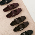Mim shoes Zapato plano DOVI BURDEOS TACHAS