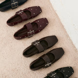 Mim shoes Zapato plano DOVI BURDEOS TACHAS